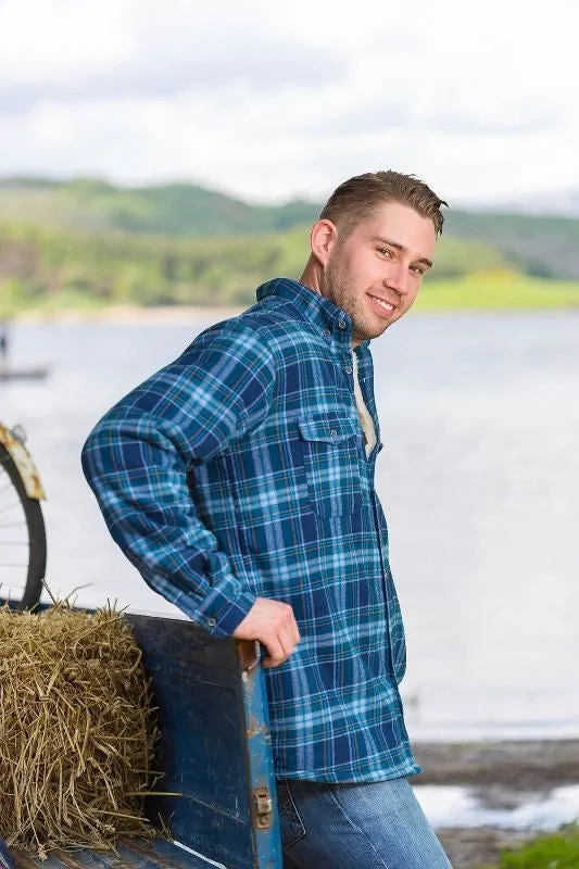 Collar Fleece Lined Flannel Shirt – Blue Tartan - Lee Valley