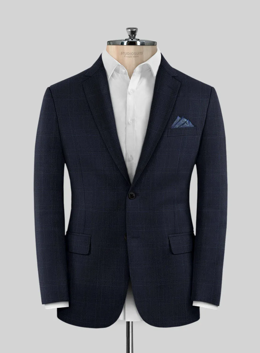 Scabal Xuito Checks Blue Wool Suit